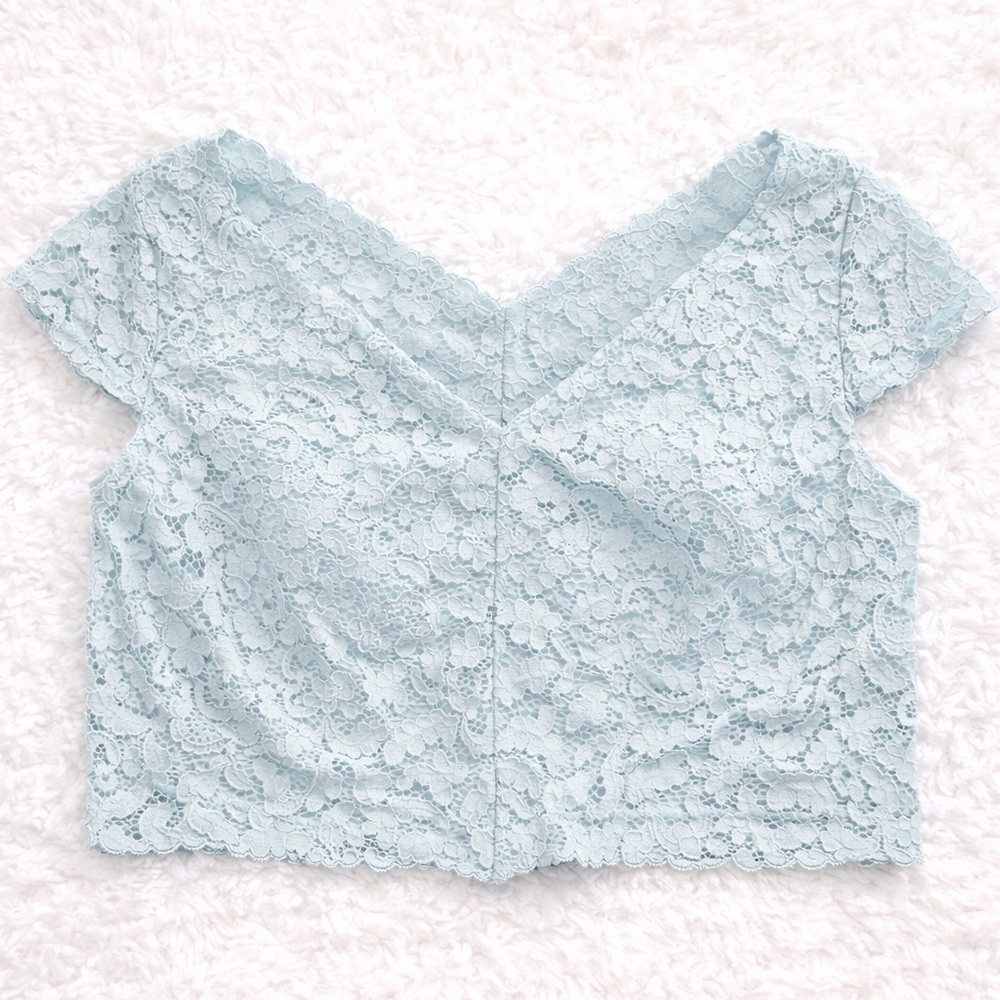 Free People Intimately Lace Brami NWT Small Blue Crop Bralette Top - Picture 2 of 4